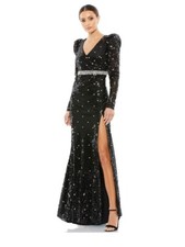 Mac Duggal Women's Black 10736 Puffed Long Sleeve Sheath Gown Black Sz 10