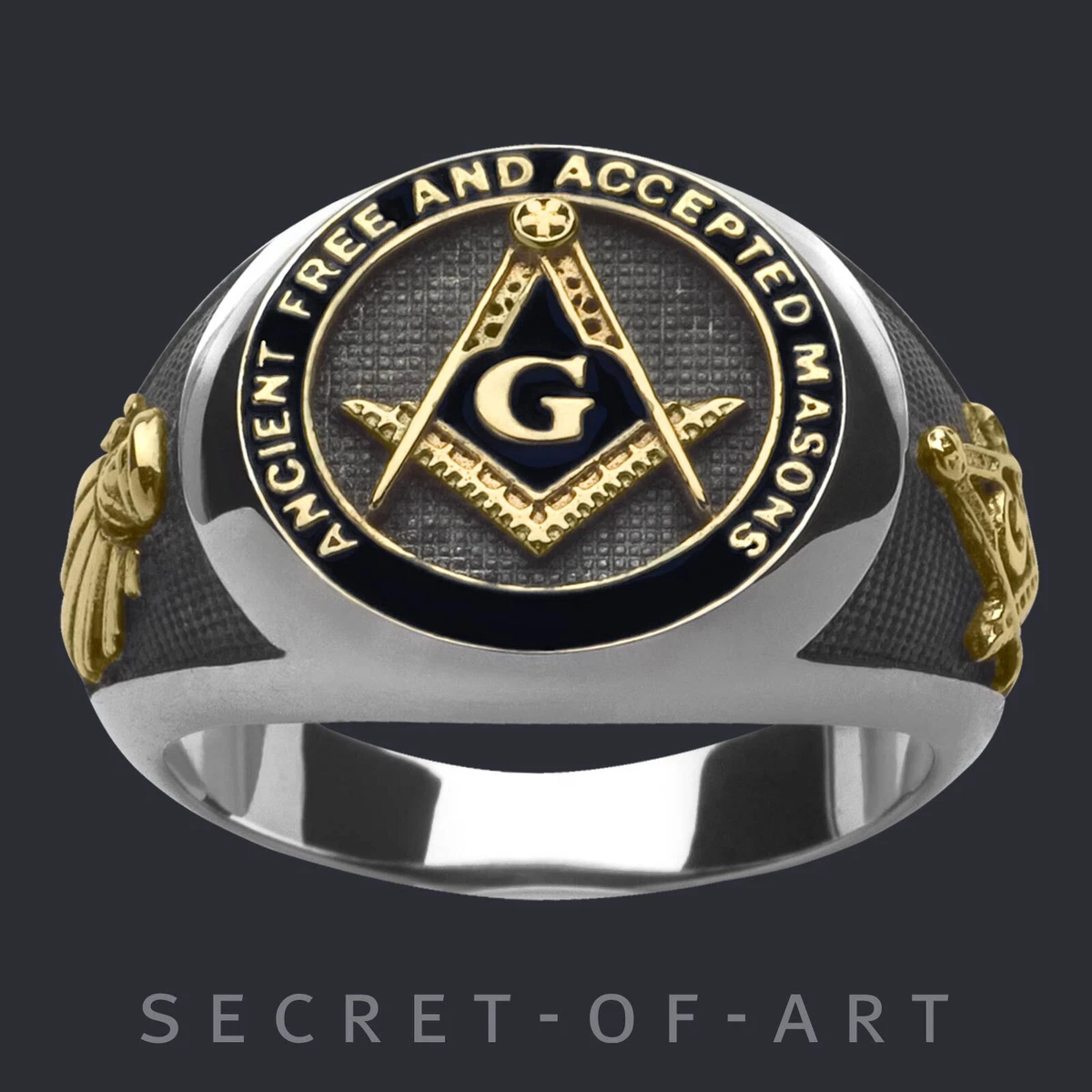 Masonic Ring AF AM Silver 925 Freemason Mason Masonry Jewelry Gift