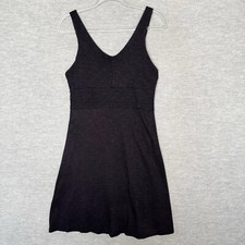 Horny Toad Tank Dress Size Medium Black Tencel Organic Cotton Button Strap Knit