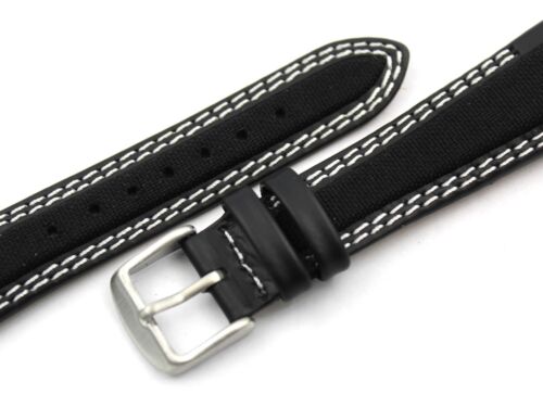 Watch Band Pelle compatibile Rolex GMT/OYSTER Cordura Nero Bianco 20/16mm Nuovo - Bild 4 von 5
