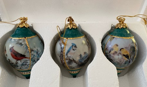 Bradford Exchange Lena Liu Yellow Blue Bird Ornament 3 Heirloom Porcelain Rare! - Picture 14 of 17