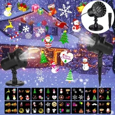 Christmas 16 Slides LED Snowflake Projector Moving Outdoor Landscape Xmas Lamp