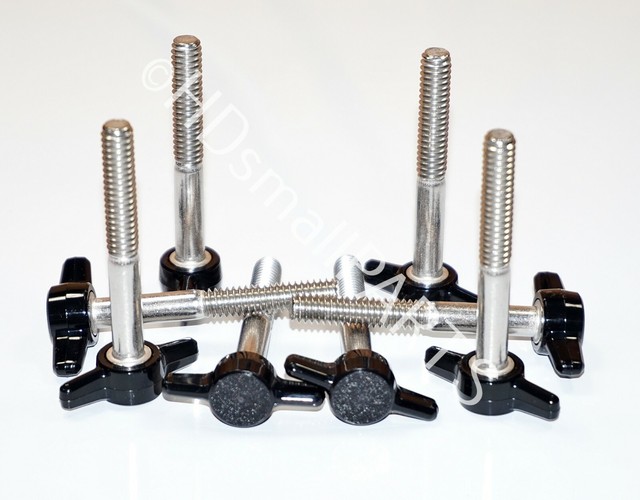 (50) 1/4"20 x 2" Thumb Screw Stainless Steel Tee Wing BLACK Plastic