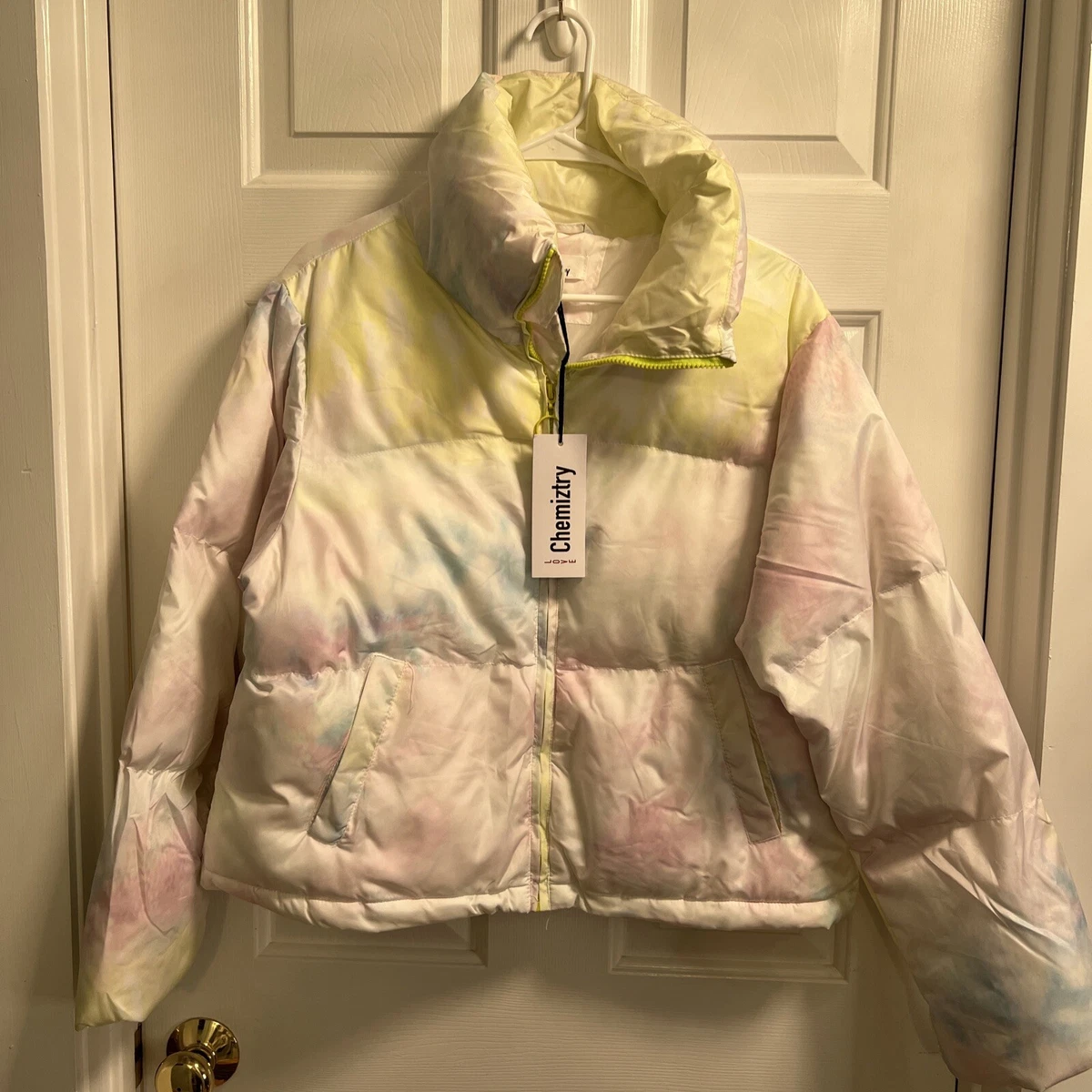 Love Chemiztry Chemistry Tie Dye Puffer Jacket Womens S Light Winter Coat  Zip Up