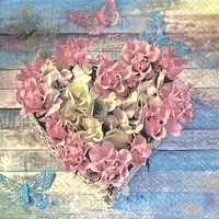 "20 Servietten\"Roses In Shape\"Rosen*BlüTen-Herz*Holzwand*Shabby*Landhaus*33X33"