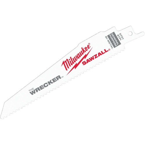 Milwaukee 48-00-5701 Sawzall Wrecker 6" 7/11-TPI Blades, 5-Pack