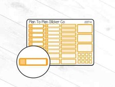 2227-4 Orange Mixed Labels Boxes Planner Stickers.