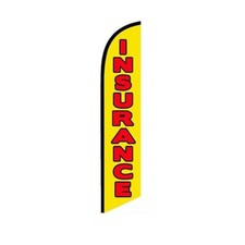 Insurance Yellow Swooper Flutter Feather Flag  3ft W x 11.5ft Tall