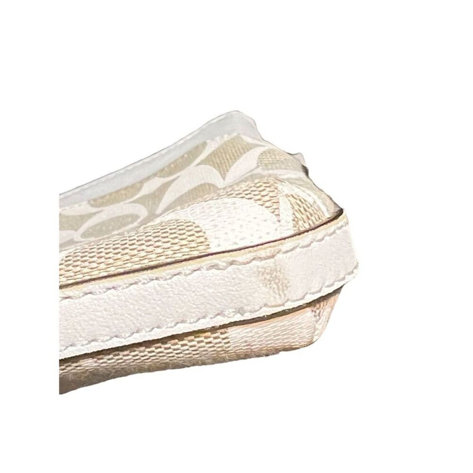 Coach Crossbody Purse Cream/Tan Signature Pattern… - image 4