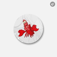 Little Mermaid Ariel Cartoon Sebastian  4'' X 4'' Round Decorative Magnet