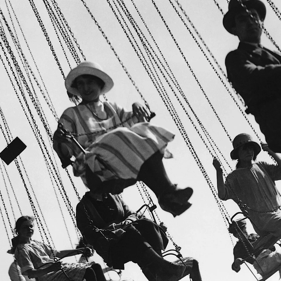 Vintage Amusement Park Photo Poster Print, Swing Ride Retro Theme Coney Island - Image 2 of 2