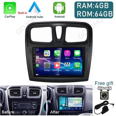 64GB Android 13 Car Radio Stereo CarPlay GPS Navi For Renault sandero 2014-2019
