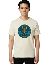 Scorpio-Zodiac-Symbol Mens Graphic Tee, 100% Cotton, Casual Summer Wear