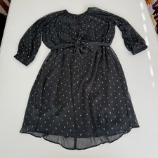 Ann Taylor Petite Black Gold Chiffon Belted Cocktail Dress Small Petite