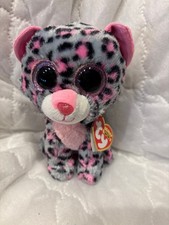 Ty Beanie Boo TASHA the Pink & Grey Leopard 6" NEW MWMT Plush Stuffed Animal Toy