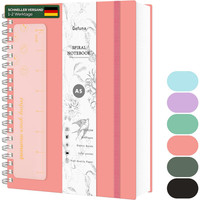 Notizbuch A5 Dotted 300 Seiten Spiralnotizbuch 100G/M² Tintenfest Rosa 14,5X21Cm