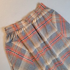 Vintage Plaid A-Line Lightweight Wool-Blend Mid Length 28" Skirt W/ Pockets