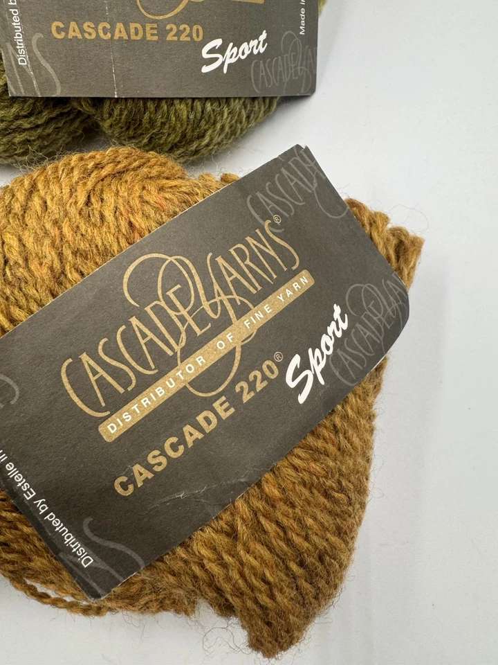 (2) Новые мотки каскад 220 Sport перуанский Highland шерсти осени золото зеленый 328 ярдов - Изображение 2 из 4