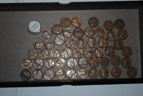 Mostly EF Lincoln Wheat Penny Cent 1933 P ROLL     RL09