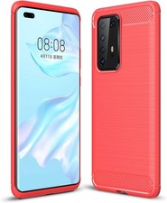FanTing Red Ultra Thin TPU Case for Huawei P40 Pro, AntiSlip Shock Absorption Co