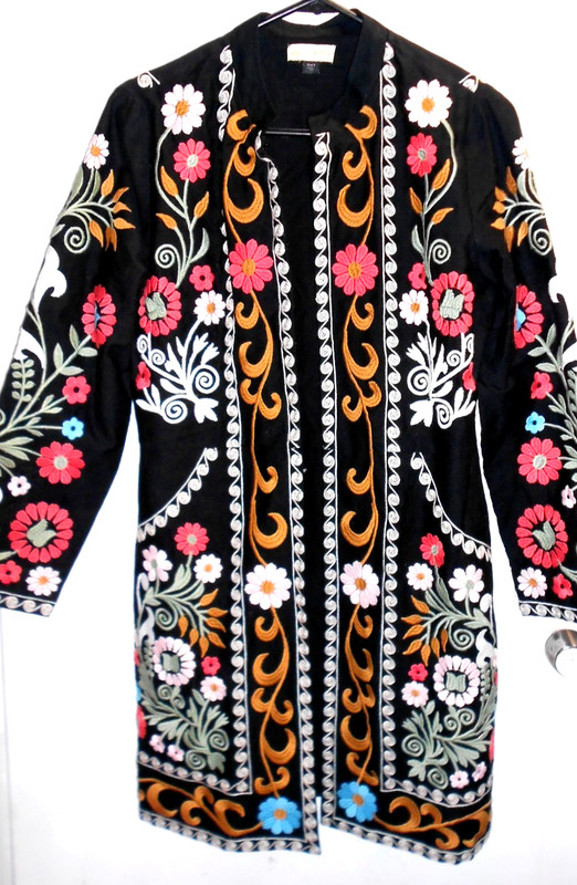 Ruby yaya Women Embroidered Wide Sleeve Open Front coat jacket size S Small NEW