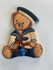 N. 1  SIMPATICO APPENDINO IN LEGNO per bambini soggetto orsetto marinaro