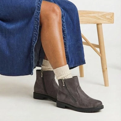 BLUE REGALIA Damen Stiefeletten Damen Reißverschluss Warm Winter Fell Gefüttert Flach Stiefel Schuhe Größe