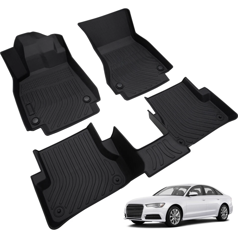 Premium Floor Mats Liner for 2012-2018 Audi A6 Quattro Black 4Pcs - Imagem 3 de 4
