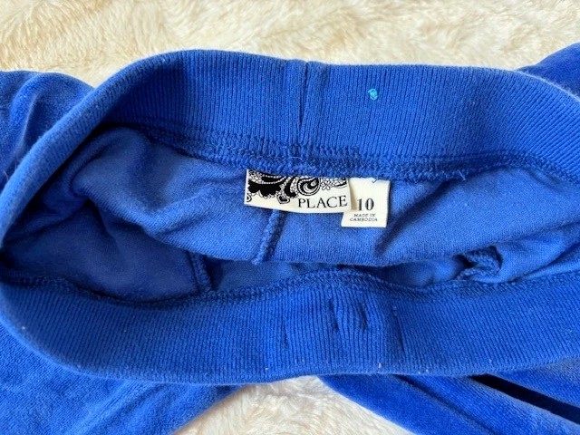 Children's Place Blue Soft Velour Comfy Cozy Jogger Pants Girls Size 10 EUC