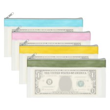 8.5x4 Inch Money Bags with Zipper, 4Pcs Clear Cash Pouch, Blue/Pink/Yellow/Green