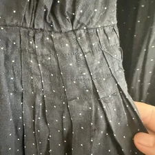 Antique Black Polka Dot Prairie Dress Edwardian Young Woman Girl Small Repair