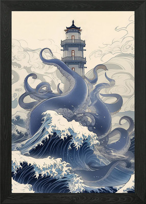Ein Leuchtturm und Monster Gerahmtes Wandbild Poster Leinwanddruck Bild