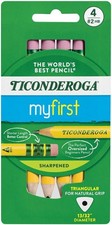 Ticonderoga My First Short Triangular Pencils 2 HB 4 Count Yellow Kids Writing