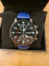 Men's Migeer New Watch - Quartz, Navy Blue Strap, Black/Gray Dial. Original Box.