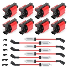 8 Pack Square D581 Ignition Coil Pack with 8MM Spark Plug Wires, Compatible w...