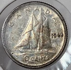 1943 Canada Silver 10 Cents Coin - George VI - KM 43 - Toned - FREE SHIPPING!