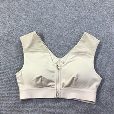 Tommie Copper Sports Bra Womens Medium Beige Zip Front Copper Znergy Support