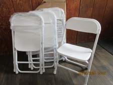 Kids Folding Chairs White Plastic 4-Pack Stackable Kindergarten Preschool Child