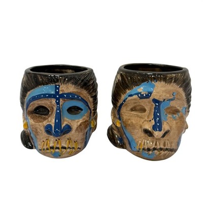 Mai-Kai Shrunken Head Mugs OMC Japan Pair Vintage