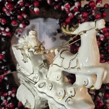 Santa with Sleigh and Reindeer Porcelain Mikasa Style Unbranded Holiday Elegance
