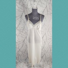 Vanity Fair VTG White Ivory Strappy Lace Babydoll Slip Nightgown  Women's S