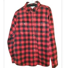 Red Plaid Flannel Button Down Long Sleeve Shirt, Womens Large NWOT