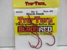Tru Turn Worm Hook red 063ZS fishing hooks Made in USA choose your size!  NIP