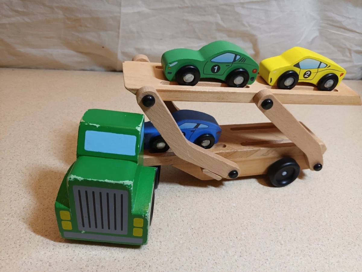 Melissa and doug wooden car best sale transporter