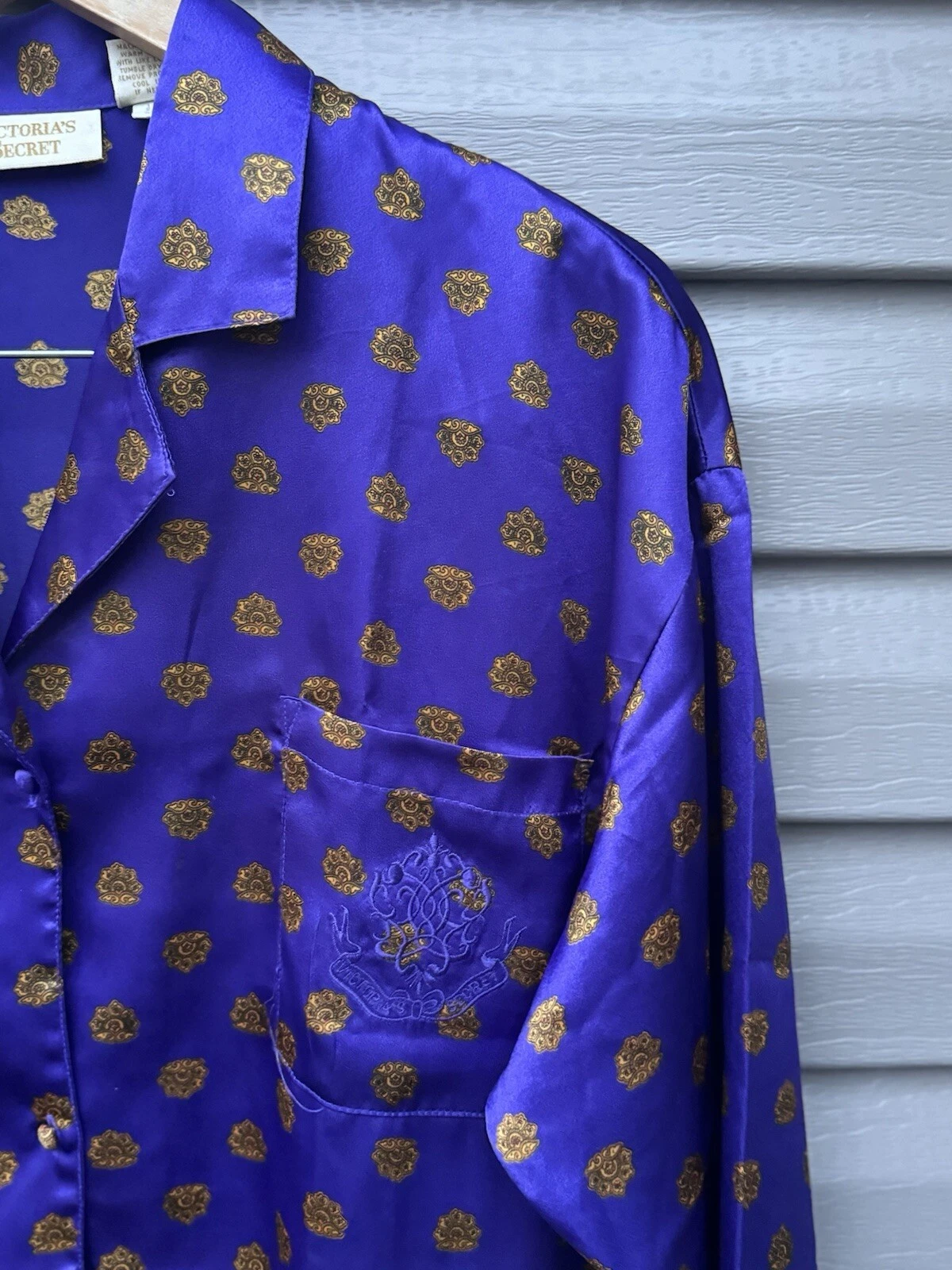 UNDERCOVER Victorias Secret Pigiama Raso Camicia Oversize Abito Etichetta Oro Crest Paisley