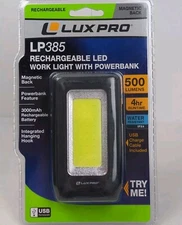 LUXPRO Rechargeable 500 Lumens LED Work Light with Powerbank, Magnetic, LP385