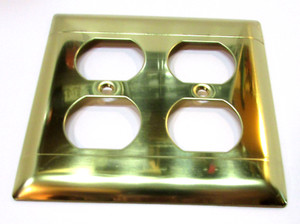 Vintage 1990's Polished Brass Retro Twin Double Outlet Receptacle Plate Cover