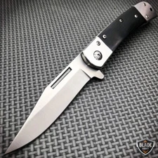 8" Classic Gentleman's Wood Handle Spring Assisted Folding Black Pocket Knife