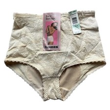 Vtg NWT Flexees Lace Lastique Beige High Waist Panties Briefs Tummy Control XL