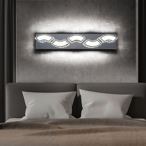 Wandleuchte Wandlampe Wohnzimmerleuchte Kristalle Flurlampe Chrom 1 Flammig Led-image